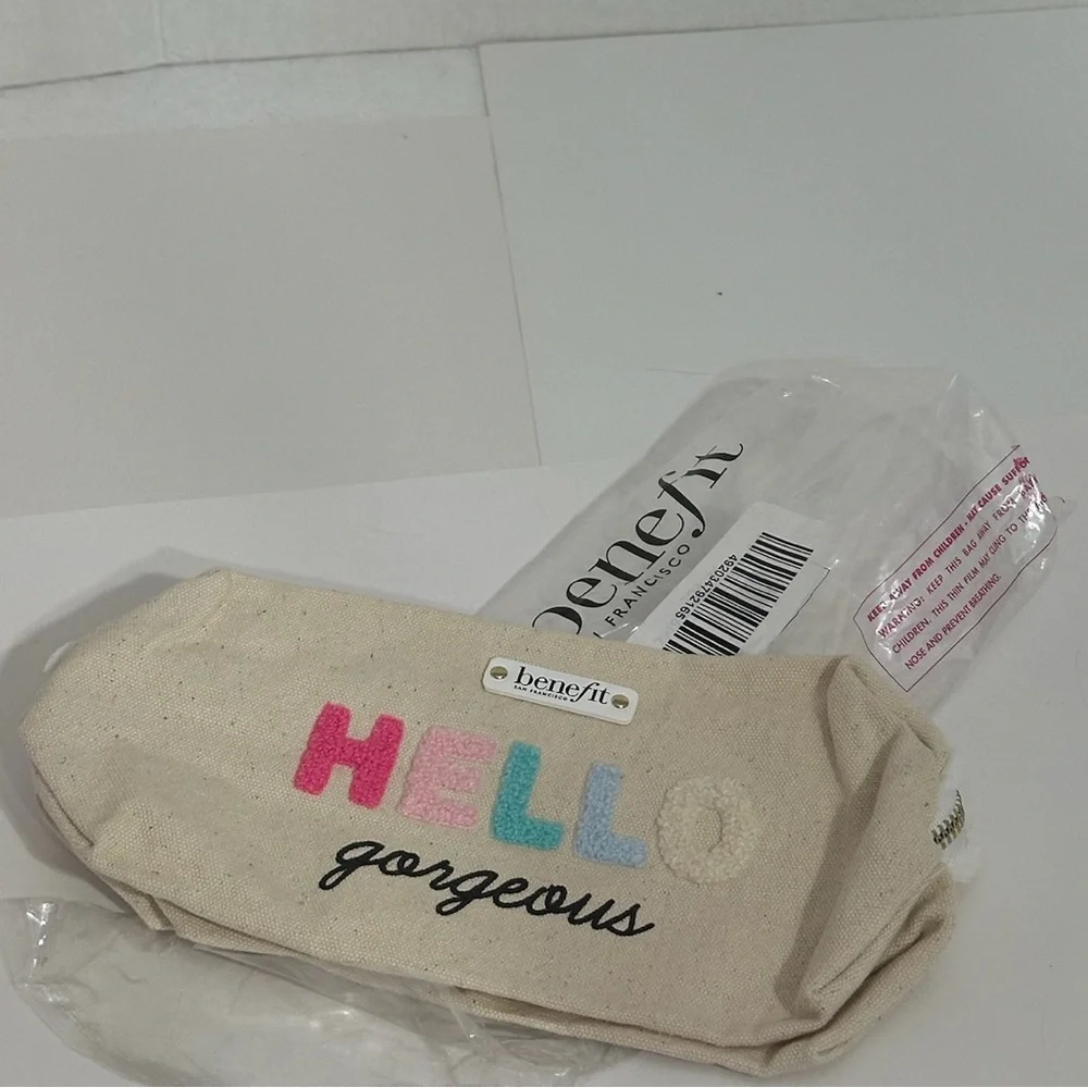 NEW Benefit Cosmetics Hello Gorgeous Canvas Makeup Bag Pouch | Limited Edition